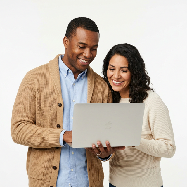 Couple checking money goals